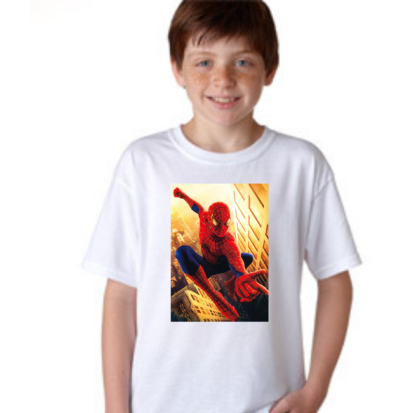 Product guruji Spidermen White Round Neck Regular Fit Premium Polyester Tshirt with Cushion and Mug. - Image 2
