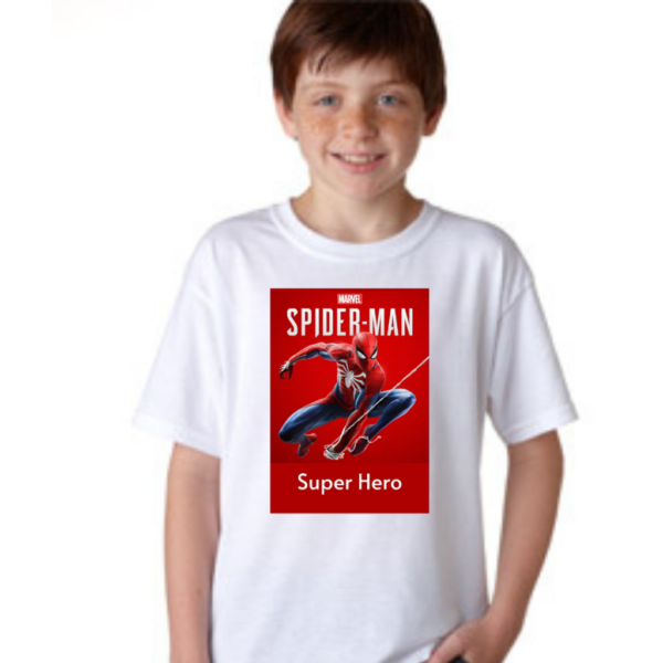 Product guruji Spidermen White Round Neck Regular Fit Premium Polyester Tshirt with Mug. - Image 2
