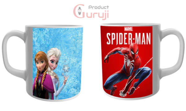 Elsa Anna and Spider Man White Combo Coffee Mug