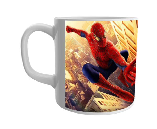 Product guruji Spidermen White Round Neck Regular Fit Premium Polyester Tshirt with Cushion and Mug. - Image 4
