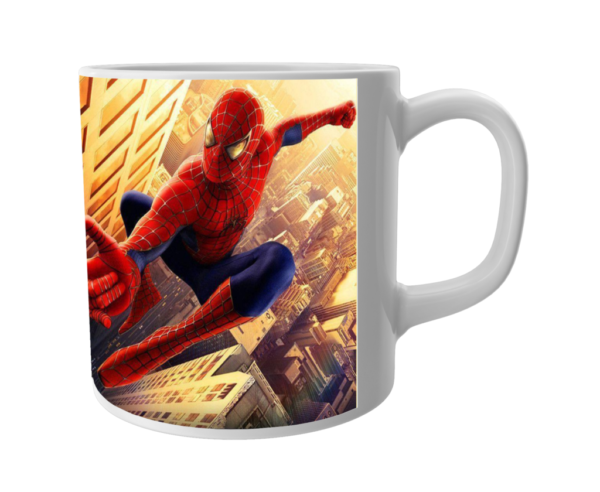 Product guruji Spidermen White Round Neck Regular Fit Premium Polyester Tshirt with Cushion and Mug. - Image 5