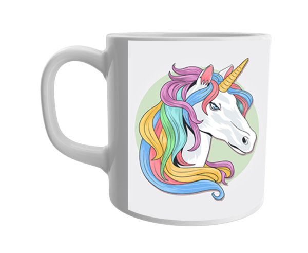 Product Guruji White Ceramic Unicorn toon Printed on Mug for Kids.