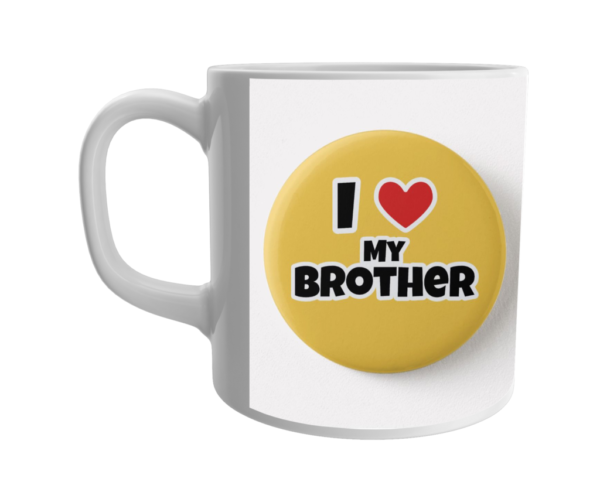 Product Guruji White Ceramic Musicar I LOVE MY BROTHER Print on Mug for Kids.