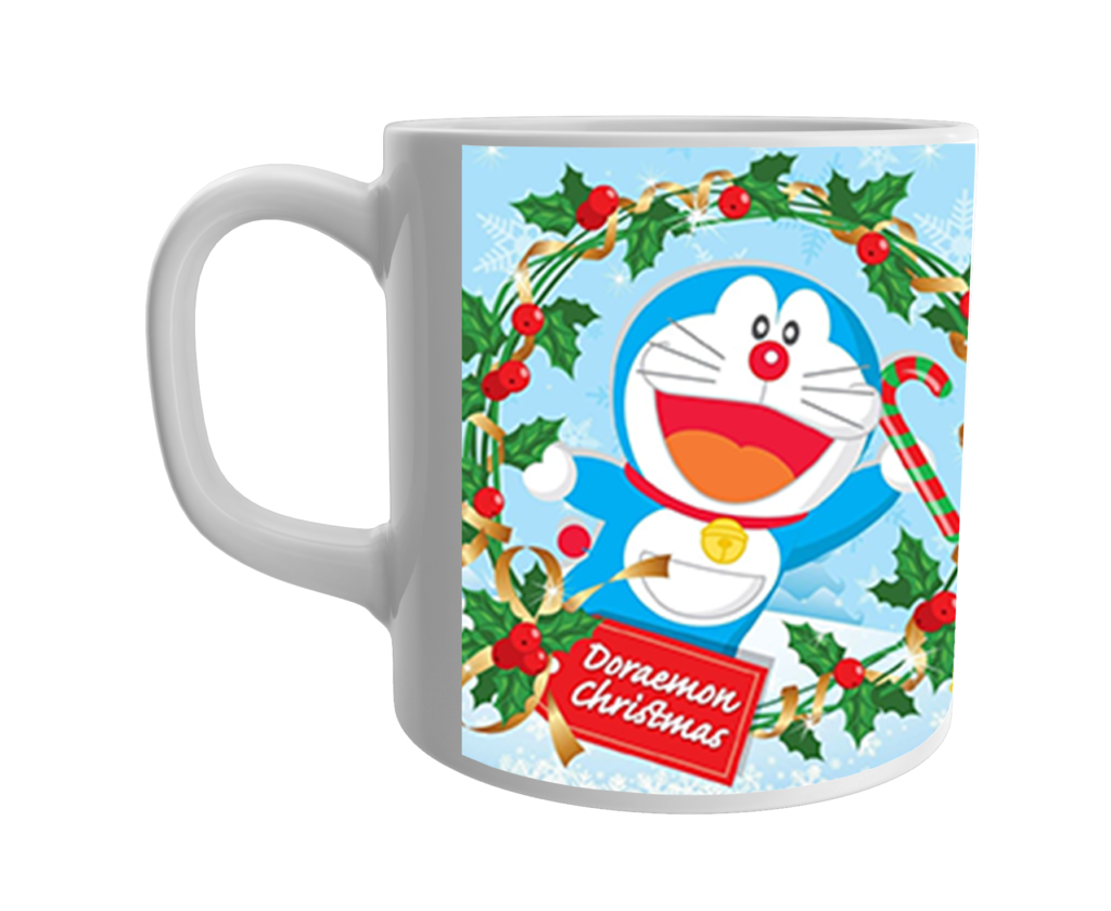 Product Guruji White Ceramic Doraemon Cartoon on Mug for Kids/Children.