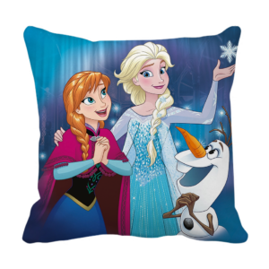 Product Guruji -Beautiful  Doll pattern white cushion cover 12x12 with filler for kids.