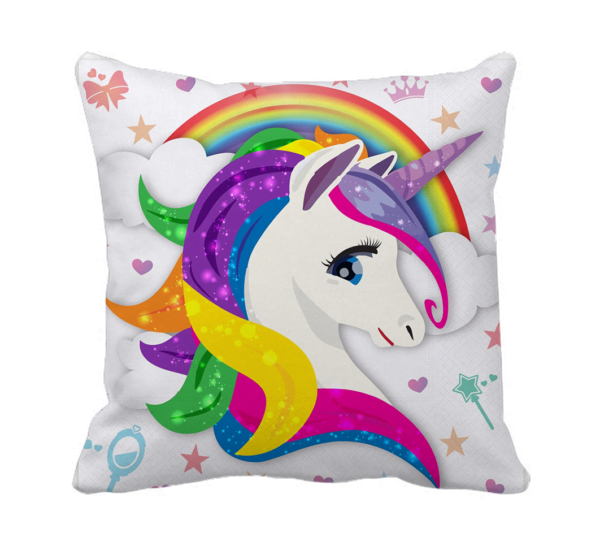 Product Guruji -  Unicorn Cushion  for kids ,Unicorn cushion 12x12 with filler for kids, cartoon cushion for kids