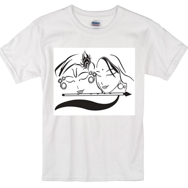 Radha krishna Sketch Design Tshirt For Girls, Cartoon Tshirt For Girls.. - Image 2