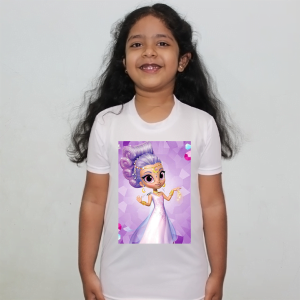 Product guruji Shimmer shine Toon Doll White Round Neck Regular Fit Premium Polyester Tshirt for Girls.…