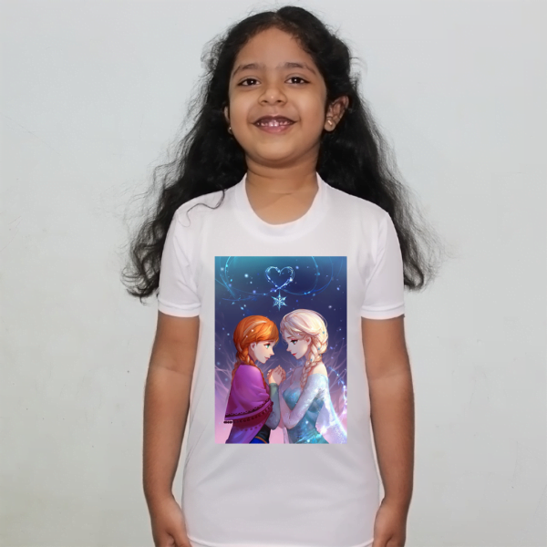 Product guruji Elsa frozen Toons  White Round Neck Regular Fit Premium Polyester Tshirt for Girls.…