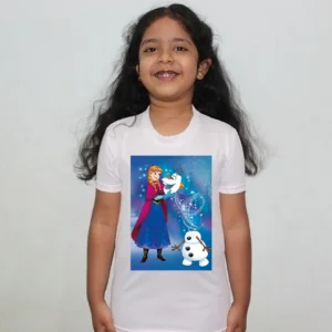 Product guruji Snowfall Elsa frozen Toons White Round Neck Regular Fit Premium Polyester Tshirt for Girls.…