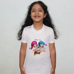 Product guruji Shimmer shine Cartoon Doll White Round Neck Regular Fit Premium Polyester Tshirt for Kids.…