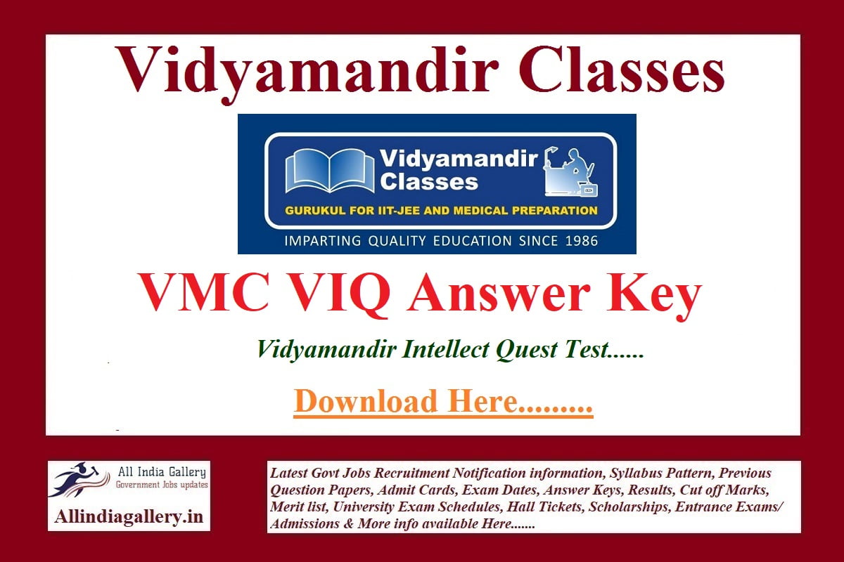 Vidyamandir Classes VIQ Answer Key 2022