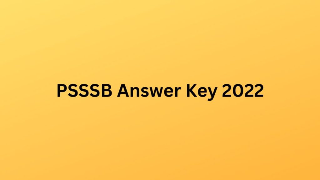 PSSSB Junior Draftsman Answer Key 2022