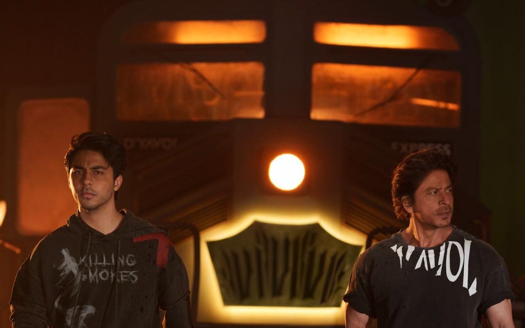 Shahrukh Khan at Dubai event launching Aryan Khan’s streetwear brand D'YAVOL with dance performance, luxury streetwear collection D'YAVOL X3 revealed, celebrity family moments at Sky 2.0