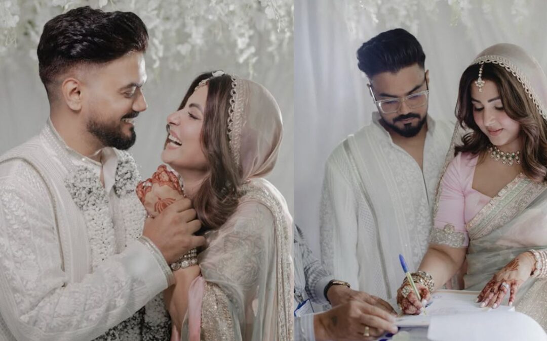 Hina Khan Rocky Jaiswal wedding photos, celebrity couple reality show, Hina Rocky Colors TV show, newlywed stars, Hina Khan marriage update