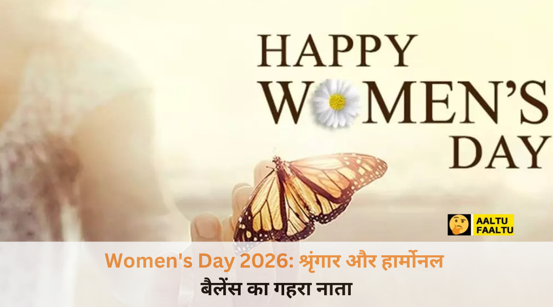 Women's Day 2026 मनाती एक भारतीय महिला जो पारंपरिक श्रृंगार के साथ अपनी सेहत का ख्याल रख रही है।