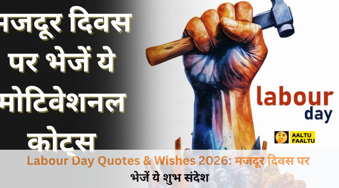 मजदूर दिवस 2026 के अवसर पर कामगारों को सम्मान देते हुए Labour Day Quotes & Wishes 2026 का पोस्टर।
