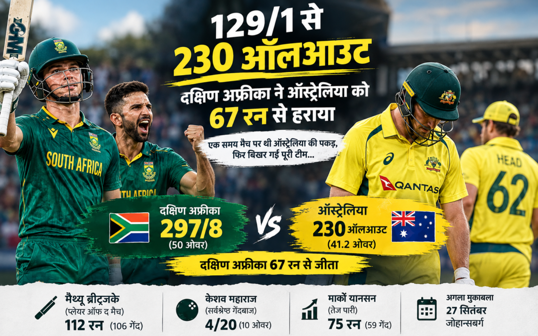South Africa vs Australia 1st ODI में दक्षिण अफ्रीका की 67 रन से जीत